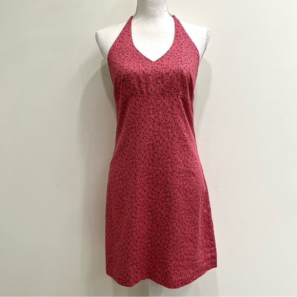 Vintage Y2K J.Crew Ditsy Floral Open Back Halter Dress Pink Summer Size 4 - Picture 2 of 10